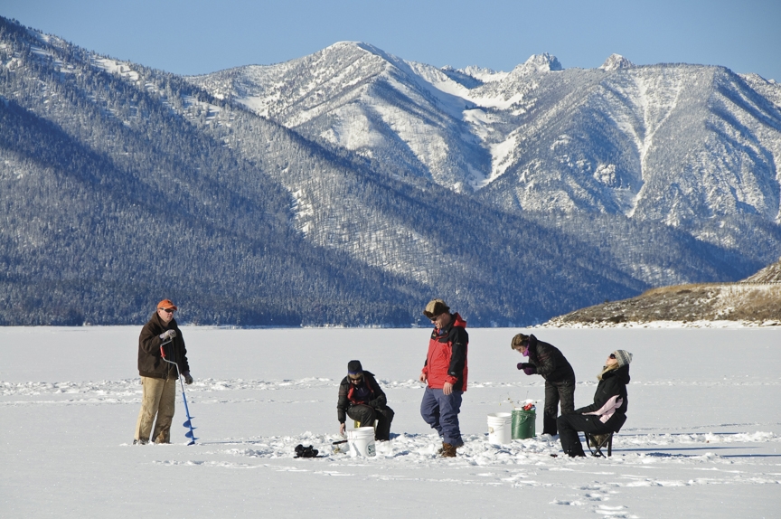 Ice fishing is one of the more popular winter activities outside of Bozeman, Montana.