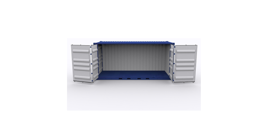 Side open shipping containers allow for easy access to goods.