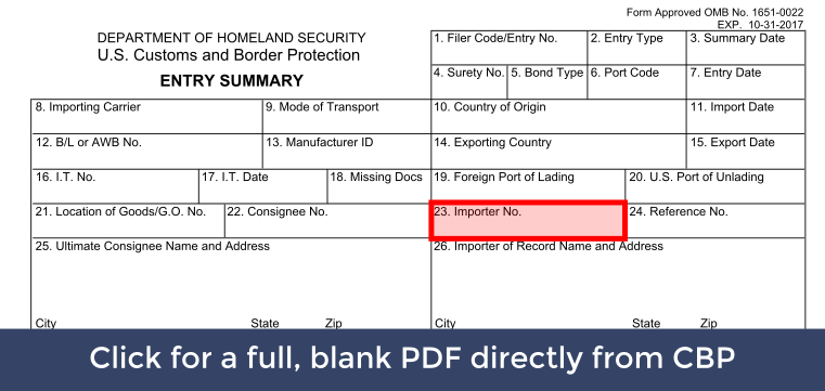 Trade Risk Guaranty shows you where you can find your importer number on a CBP7501 form.
