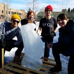 Johnny Certo, Brenda Solberg, Meredith Lambert, and Kevin Banogon are a part of the TRG Team during the Sweet Pea Festival's Ice Carving event.