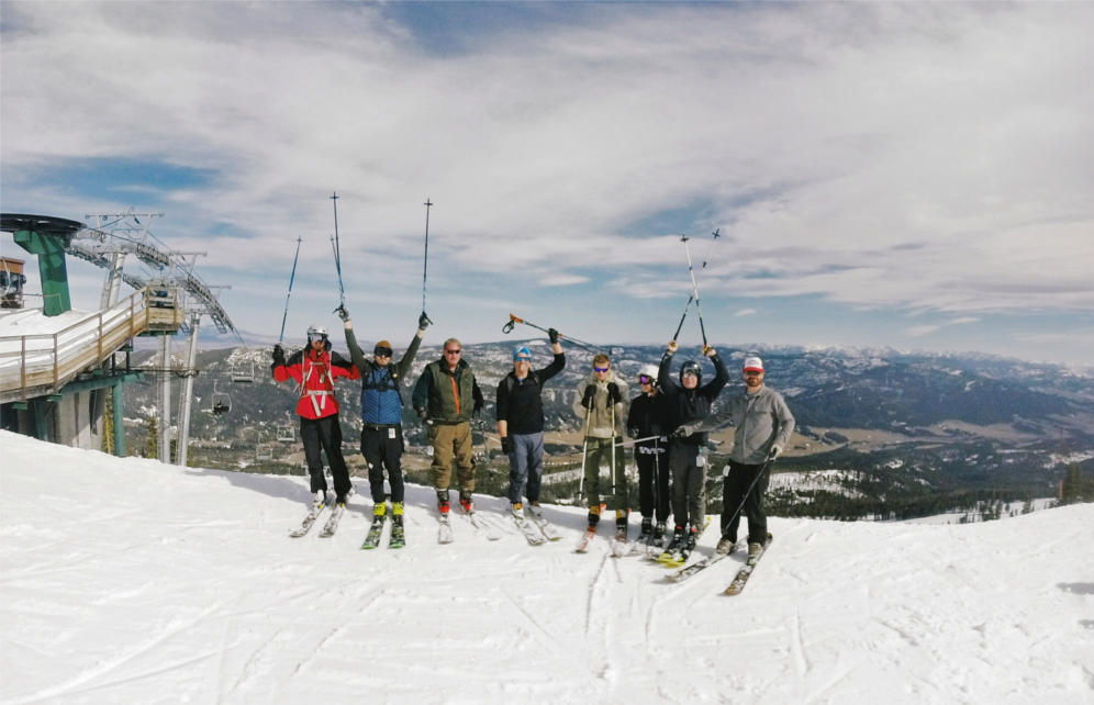 The Trade Risk Guaranty team pose for a picture during the company culture day spent skiing Bridger Bowl.