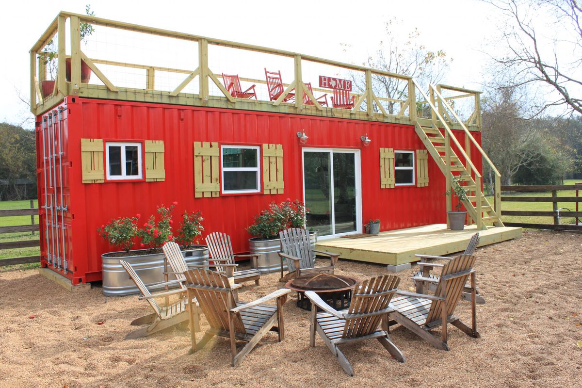 tiny home made out of a shipping container. Shipping container architecture uses old containers to create new homes.