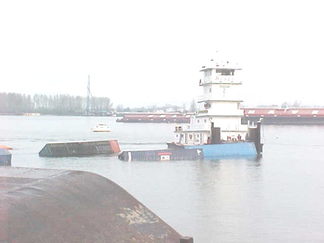 In 2003 the Big Bin barge made headlines when it capsized and dropped 100 shipping containers into the Columbia.