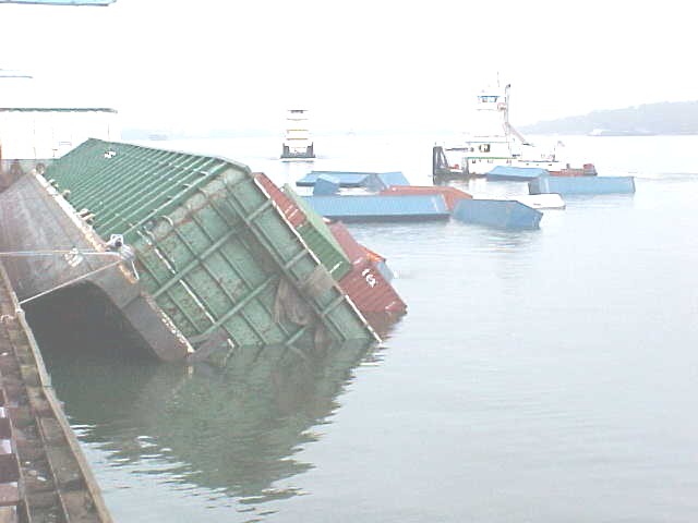In 2003 the Big Bin barge made headlines when it capsized and dropped 100 shipping containers into the Columbia.