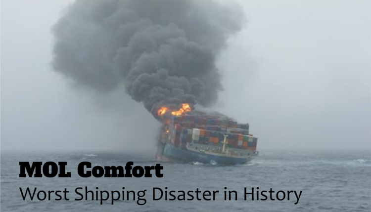 In 2013 the biggest shipping loss to date occurred on the MOL Comfort.