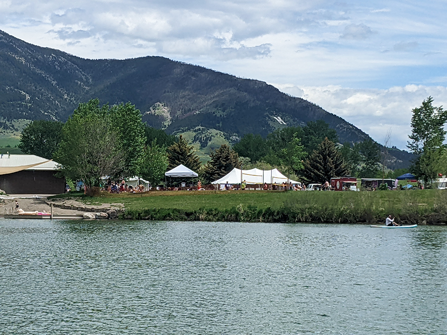 A view of the Bozeman Beach Benefit event from the water.